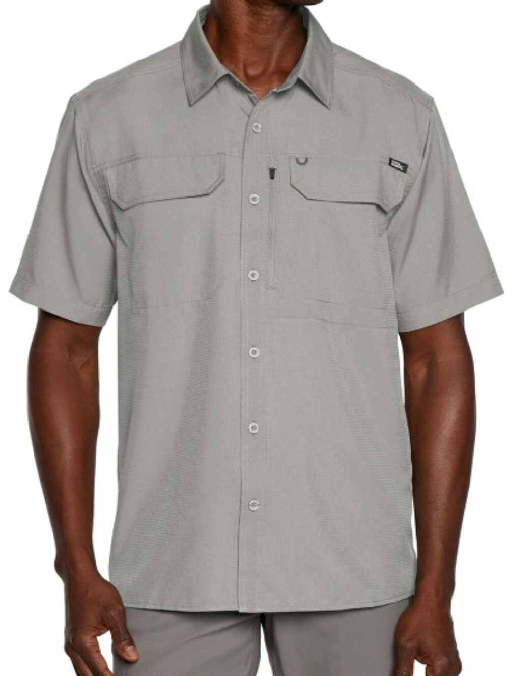 Eddie Bauer Men's Short Sleeve Woven Tech Shirt Ghost Grey XXL